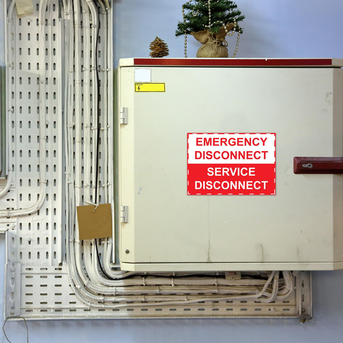 LEIFIDE 12 Pack NEC Compliant Emergency Disconnect Sticker 5"x 3.5" Emergency Disconnect Service Warning Sticker Shut Off Sign UV-Resistant Electric Panel Labels Vinyl Waterproof for Indoor Outdoor