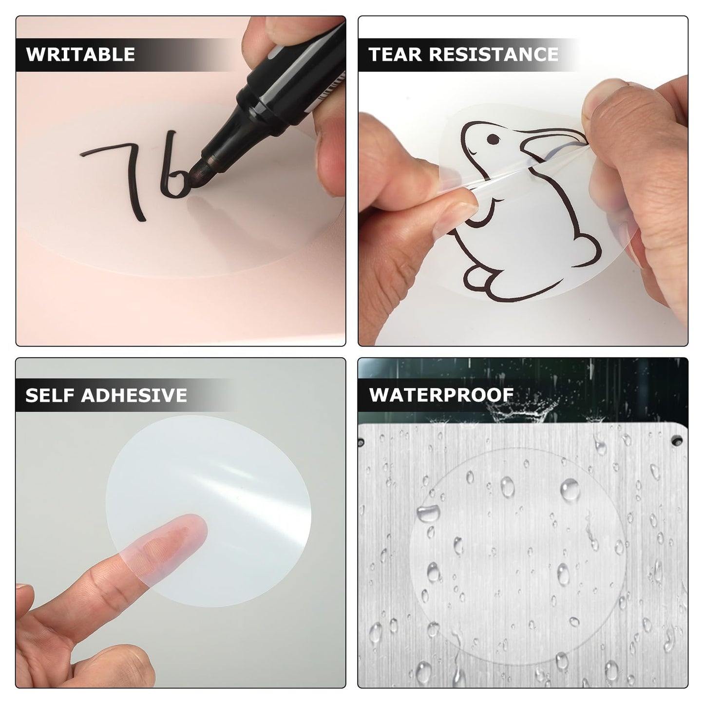 Clear Thermal Labels Vinyl 3 Inch Self-Adhesive Round Stickers Circle Roll Waterproof Printer Decals Package Seal for QR Code Envelope Office Retail Home 200 PCS 3 Inch Dot