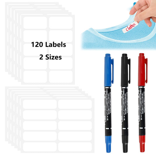 Self-Stick Clothing Labels - No Iron, Permanent Name Labels for Kids - Fabric Markers for Camp, School, Daycare Laundry Shop Supplies