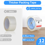 JARLINK 18 Rolls Clear Packing Tape, Heavy Duty Packaging Tape 18 Rolls (2.8mil / 60 yd)