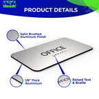 ADASigns Office Sign 7"x4" - Brushed Aluminum with Braille & Tape