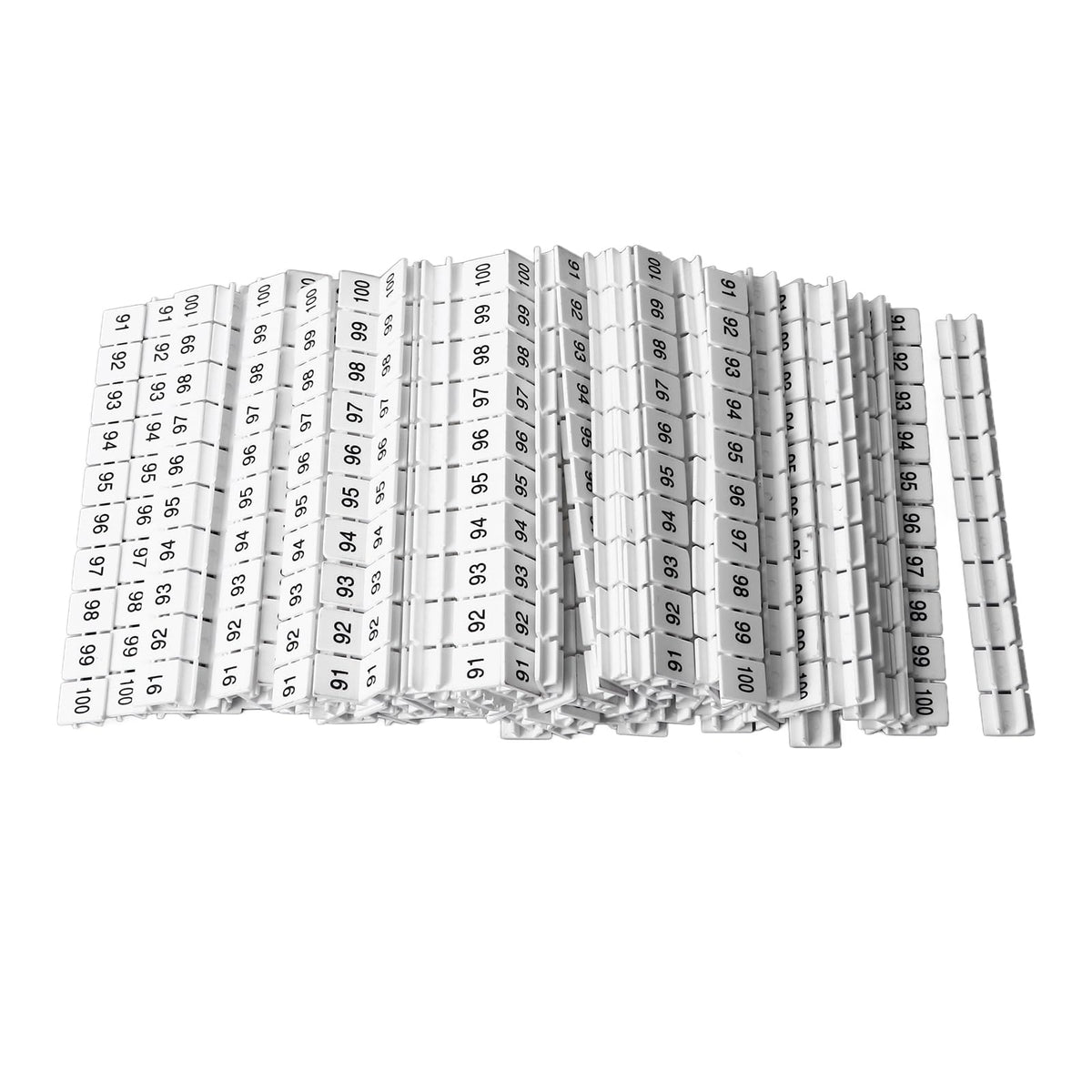 100Pcs Terminal Block Marking Labels UK10N Terminal Blocks Numbered Strips (91-100) Easy Cutting Clear Wiring Identification Cable Management