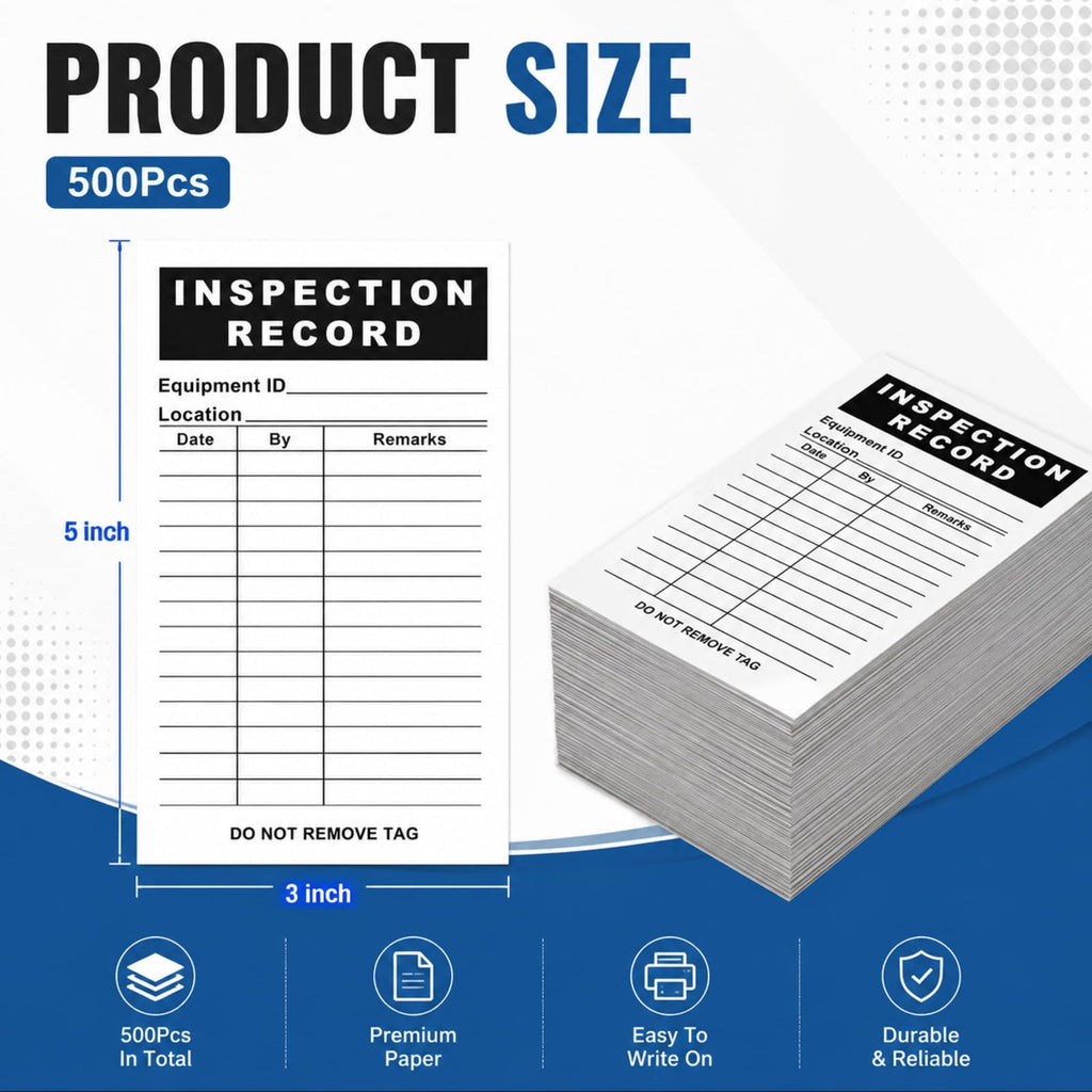 Dunzoom 500 Pack Inspection Record Labels, 5"x 3"
