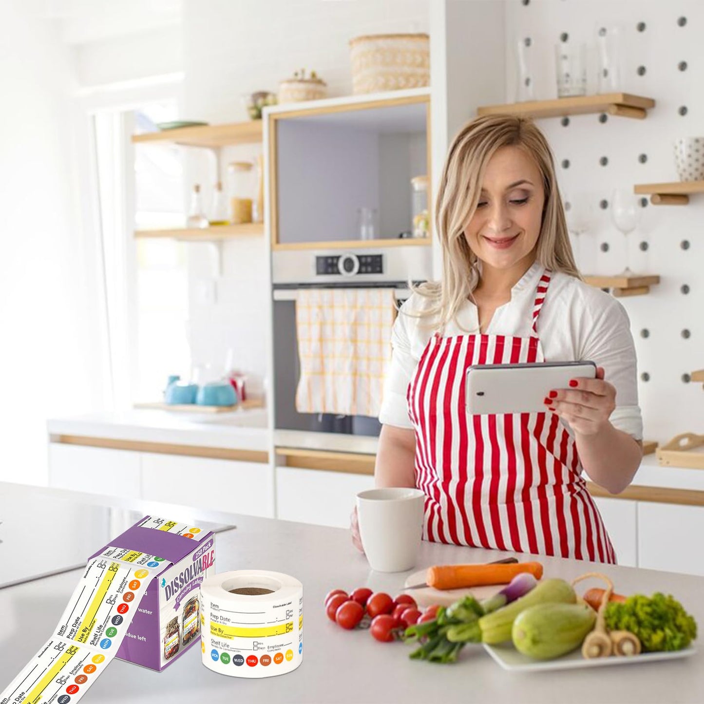 250 PCS Dissolvable Food Labels Removable Food Labels Stickers Shelf Life Labels Food Labels Dispenser 2×3 Food Expiration Stickers Dissolvable Labels for Food Containers Freezer Labels for Kitchen
