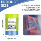 Pre-Taped Masking Film for Painting 22" x 66',Tear-Resistant Painters Plastic with Tape Painters Drop Cloth for Automotive & Home, Cover for Walls/Floors/Cars Protection (2 Rolls) 22" x 66' 2 rolls