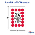 Avery Round Color Coding Labels, Removable Adhesive, Red, 0.75", 3 Pack, 3,024 Labels Total (32136)