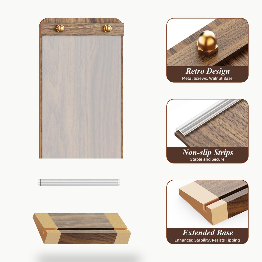PPH-Sisy 4 Pack Acrylic Sign Holders 4x6 with Wood Base, Tabletop Display Sign Stand for Menu Flyer Poster, Clear Acrylic Paper Frame for Restaurant Coffee Shop Hotel Office Exhibition 4x6-4 Pack