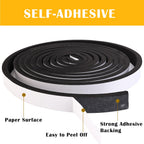Black Foam Insulation Tape with Self-Adhesive Backing,Closed Cell Foam Weatherstripping 1/2 inch Wide x 3/8 inch Thick,Soundproofing Door Weather Seal Strip for Door and AC Window Seal,High Denisty 1/2 In wide x 3/8 In thick x 16Ft