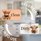 Highland Cow Dishwasher Clean Dirty Magnet, Double-Sided Highland Cow