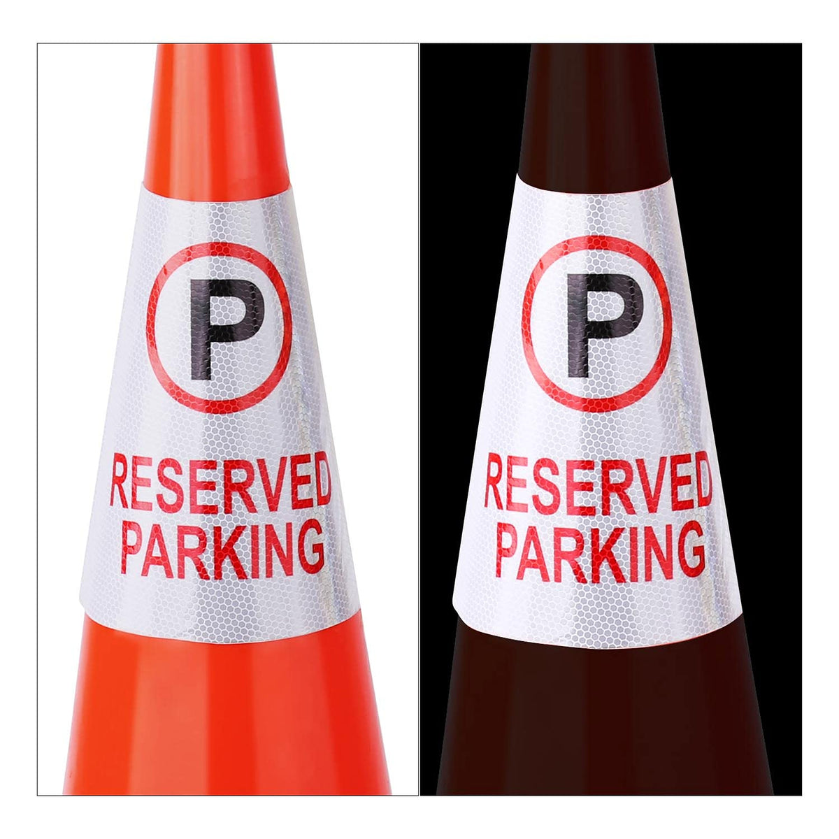 BATTIFE 4 Pack Adhesive Reserved Parking Reflective Traffic Cone Stickers