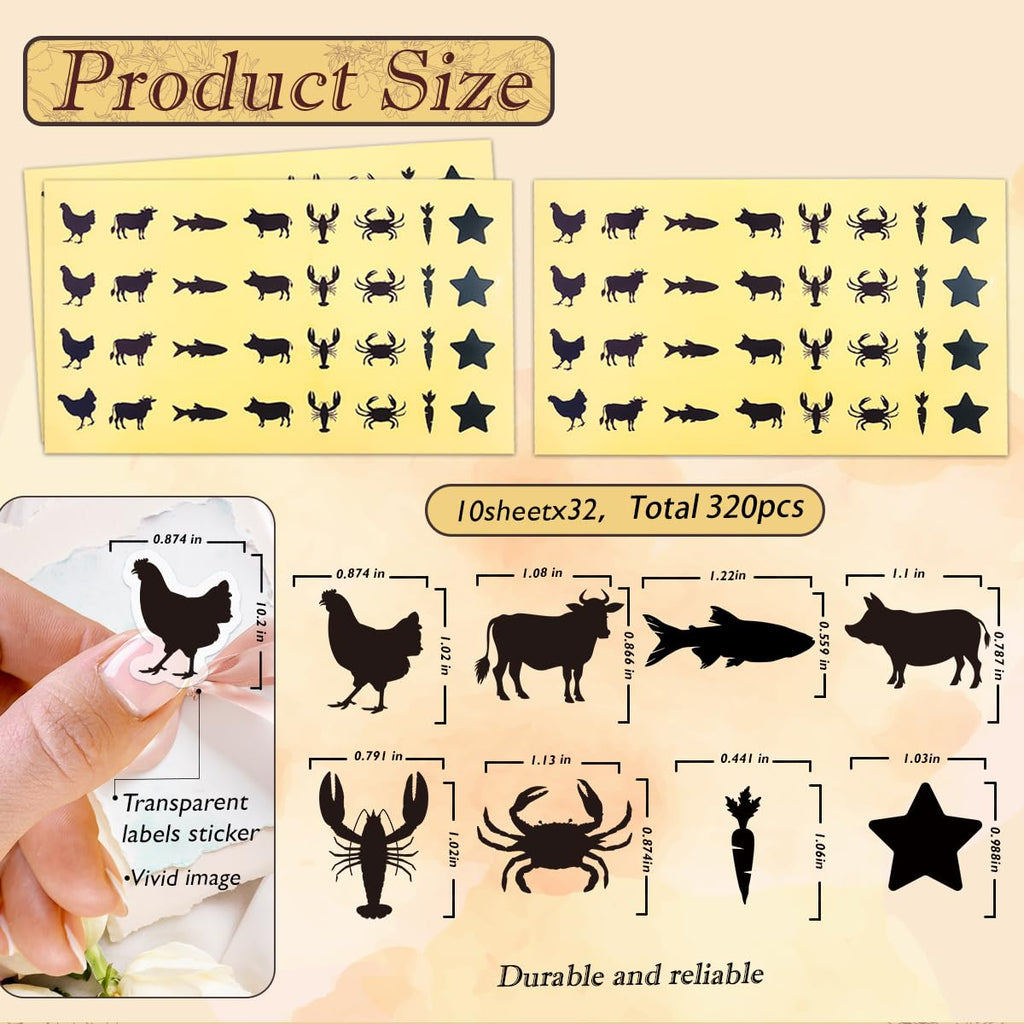 320 Pcs Meal Choice Stickers for Place Cards