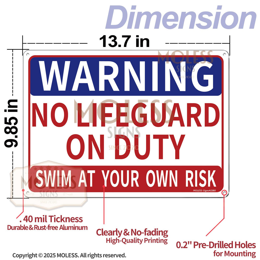 14x10″ Pool Safety Signs, Pool Signs for Outside, 2 Pack, PSP-2302 NoLifeguard & AttendChildren