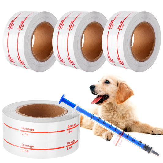 2000 Clear Syringe Labels - Dosage Marking Stickers for Medication & Veterinary Use White