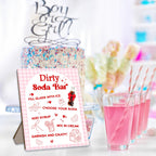 Dirty Soda Bar Sign for Baby Shower, She's Ready To Pop Wooden Menu and Recipe Board, 8x10 Inch Pink Tabletop Welcome Sign, Beverage Setup Decor for Gender Reveal or Wedding Party