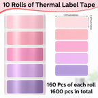 Gersoniel 1600 Pcs Label Tapes Compatible with D30 Label Printer Laminated Labeling Stickers Thermal Labels for Home Office(Pink, Purple,12x40mm) Pink, Purple 12x40mm