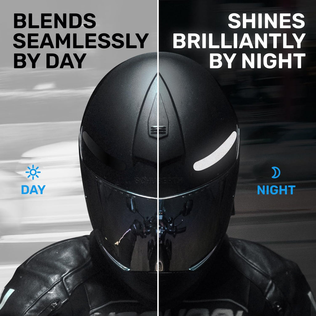 ELOS Reflective Gear 3M Reflective Black Stickers - Helmet Tape, Motorcycle Tape, Hi Viz Stickers for Helmets - Discreet Black Until Light Hits It (Combo Style) Combo Style 4.0