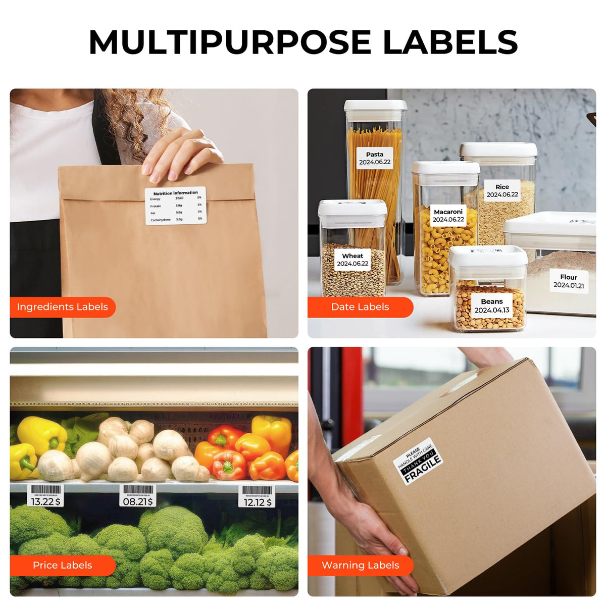 2" Shell Texture Round Thermal Labels 500 Labels/Roll+3x2 Thermal Labels 500 Labels/Roll