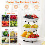Lifewit 3 Tier Fruit Bowl for Kitchen Counter, Tiered Plastic Serving Tray Black Standard(3 Tier)