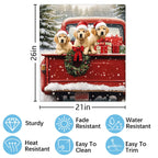 Dishwasher Magnet Cover Christmas Red Truck Dog Sticker Decorative