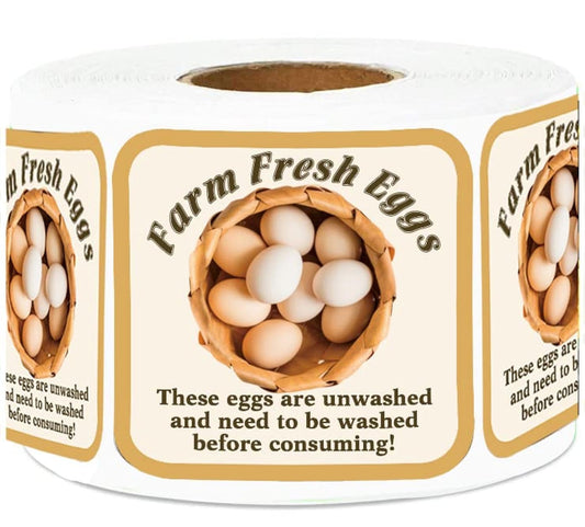 Farm Fresh Eggs Stickers,2 Inch Farm Fresh Eggs Handling Instructions Stickers, Egg Carton Labels,500 Pcs