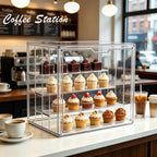 Mini Greenhouse Clear Pastry Display Case, 14.2" L x 8.7" W x10.7 H 3‑Tier Countertop Bakery Display Cabinet with Flip , Clear Dessert Holder for Bread, Pastries, Coffee Pods, Kitchen Supplies 14.2" L x 8.7" W x 10.7 " H 1
