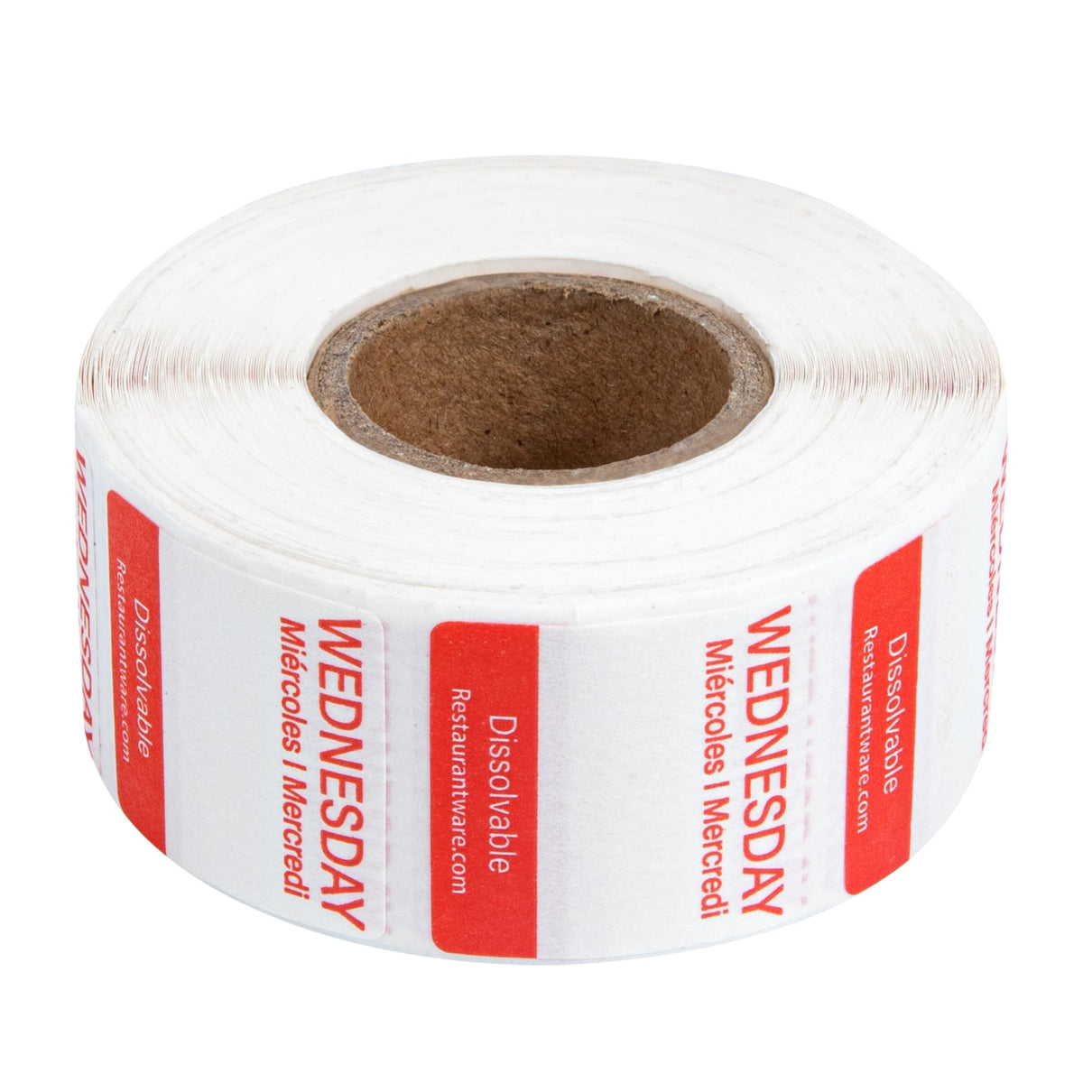 Restaurantware RW Smart 1 Inch x 1 Inch Food Rotation Labels 3500 Dissolvable Food Safety Labels - Premium Trilingual Paper Day Of The Week Labels For Food Storage Or Prep Weekly 7-Day