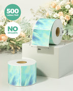 2" Green Round Thermal Labels 500 Labels/Roll+2" Transparent Round Thermal Labels 500 Labels/Roll