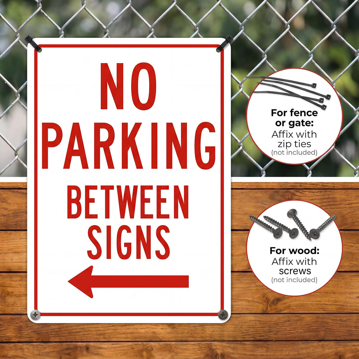 2 Pcs 10 x 14 Inch No Parking Between Signs