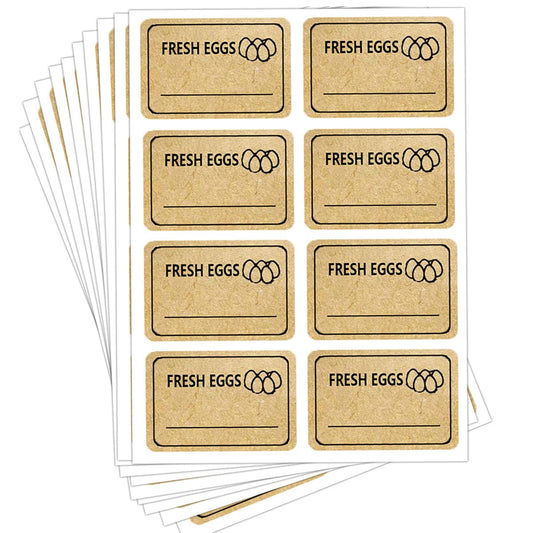 Farm Fresh Eggs Stickers,1.5x1 inch Natural Kraft Paper Writable Kitchen Egg Carton Labels for Packaging,Farm Fresh Eggs Sign Labels (504 Pcs)