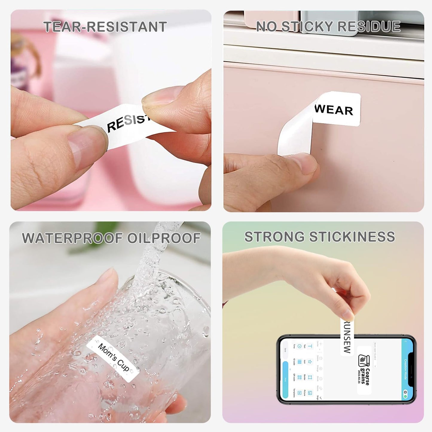 Label Maker Tape Compatible with Phomemo D30 Priner, White Sticker Thermal Paper Self-Adhesive Waterproof, 12 x 40 mm (0.47 x 1.57 in) 180 Labels/Roll, 3 Rolls