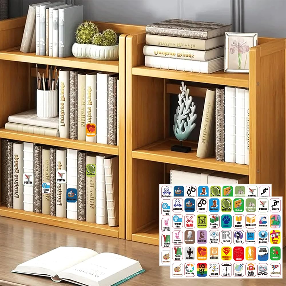 45 Genre Book Spine Labels for Library | Classroom Library Classification Stickers 450pcs Genre Labels 45 Genre 1"H x 3/4"W