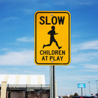 T&R (2 Pack) Slow Down Children At Play Sign, 18" x 12" Engineer Grade Reflective Sheeting, Rust Free Aluminum, Weather Resistant, Waterproof, Fade Resistant, 2 Pre-drilled Holes 18" x 12" - 2 Pack - Slow Down Children At Play