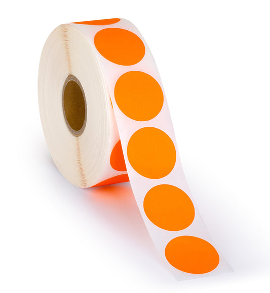 2000pcs Neon Orange Dot Sticker Label Roll, 1" Diameter, Labels for Inventory, Color Code Labels, Organization Stickers, 1000/roll (Pack of 2)