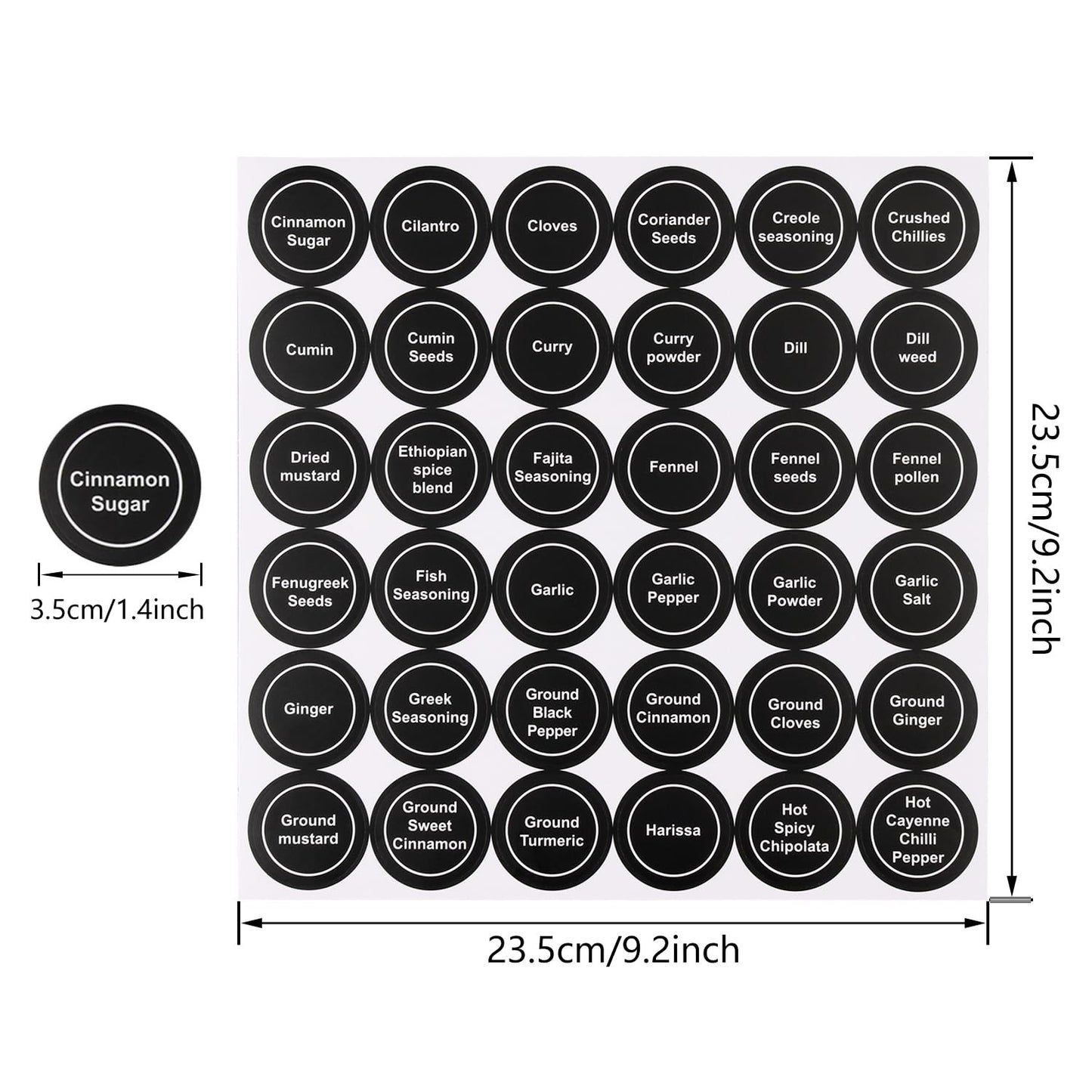Black Spice Jar Labels Removable Spice Labels Stickers for Kitchen Pantry Food Containers