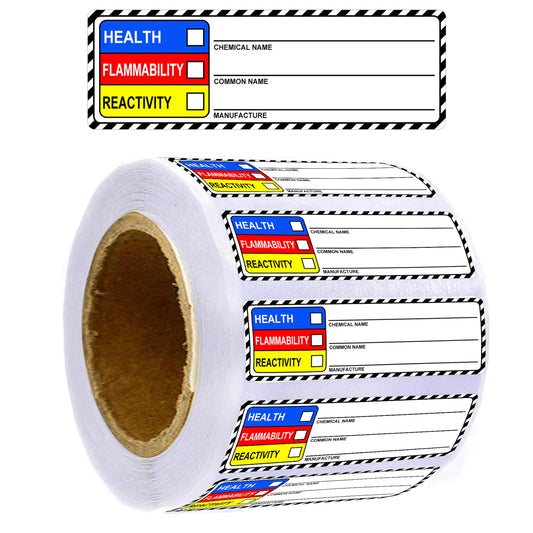SDS Stickers/MSDS Stickers for Chemical Safety Data 1 X 3 Inches Chemical Identifying and Marking Sticker Decals HIMG NFPA Label 500 Pcs