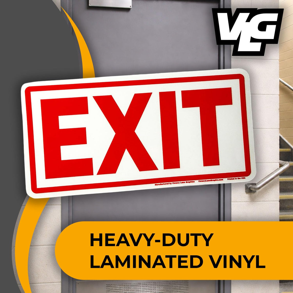 EXIT Safety Labels – 3.5 x 7 Inch Industrial Vinyl Exit Stickers – Emergency Egress Marking for Doors, Panels & Facilities – 4 Pack