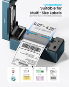 POLONO Bluetooth Thermal Shipping Label Printer, 4x6 Thermal Label Printer Blue