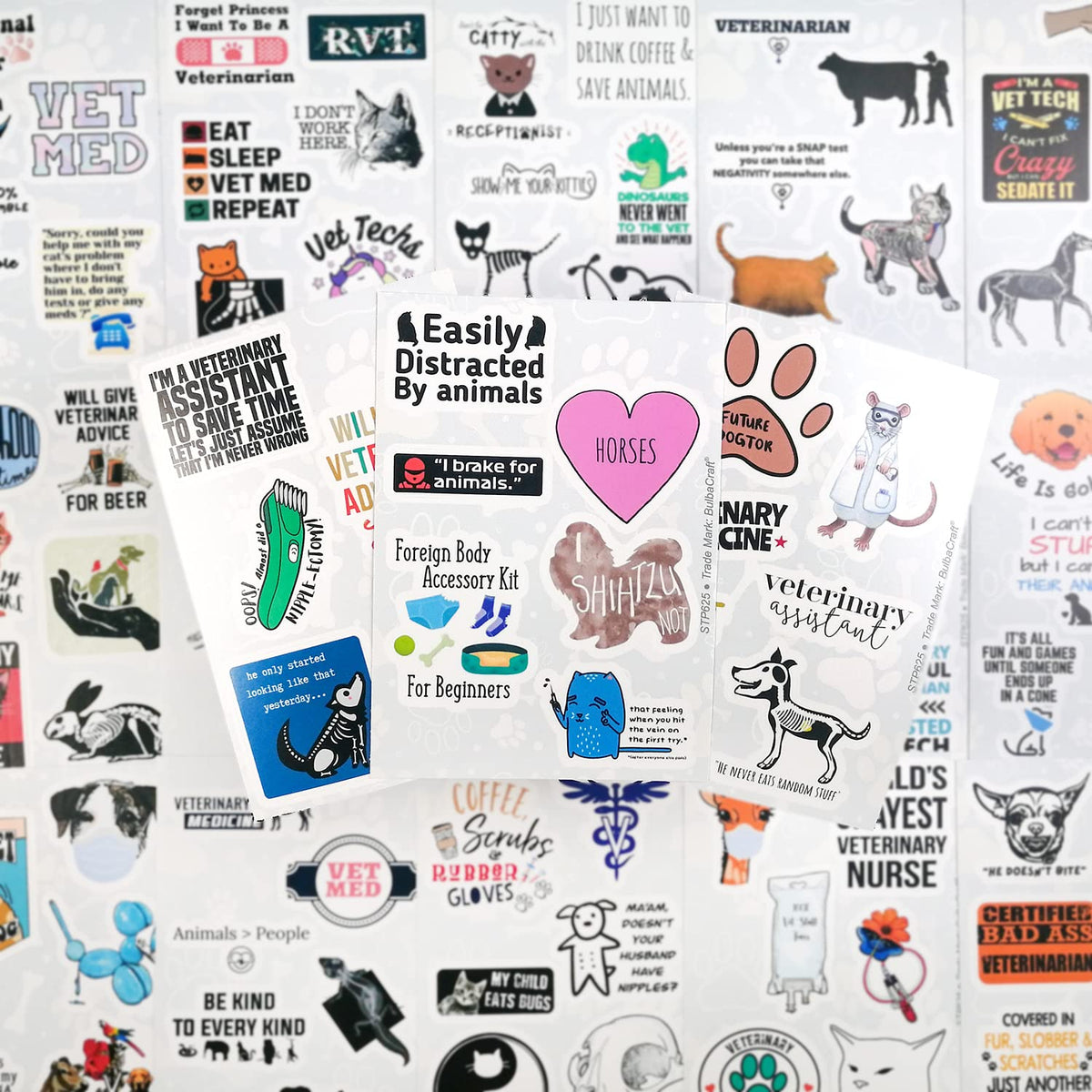 100Pcs Funny Veterinary Stickers and Laptop Decals, Vet Stickers, Veterinarian Decals, Funny Veterinary Gifts, Gifts for Women & Men White