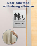 ADA-Mark Modern Restroom Sign for Business - ADA Compliant Braille Bathroom Sign with Easy Installation - 6" W x 8" H 1pk-new-Restroom