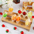 Queekay 150 Charcuterie Cones & 2 Pack 12 Holes Ice Cream Cone Stand, Brown