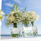 Mobiusea Creation Wedding Water Bottle Labels | Blue Floral Gold Foil | 50pcs Water Bottle Labels for Wedding, Bridal Shower, Birthday, Baby Shower and Party (Pack of 2) 1.97" x 8.27" (Pack of 2)
