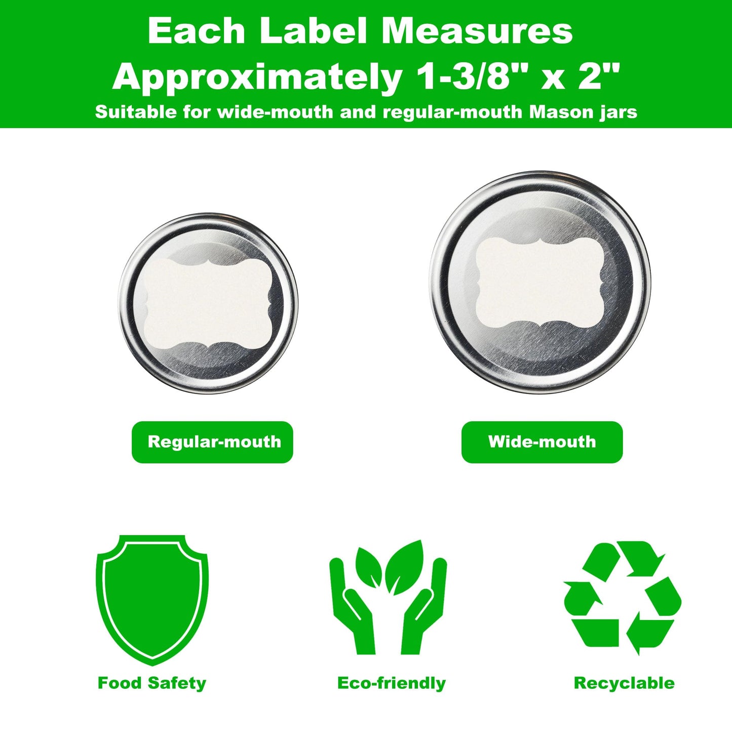 NATURALABEL 200 PCS Shaped Dissolvable Food Labels with Dispenser - 5 Shapes, No Residue, for Mason Jars, Bottle, Meal Prep & Food Storage Containers (1-3/8" x 2")