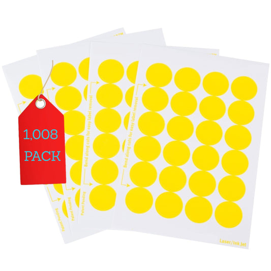 1InTheOffice Round Yellow Sticker, Dot Yellow Sticker Label Yellow, Bright Yellow Sticker 3/4, 1008 Pieces, 2 Pack