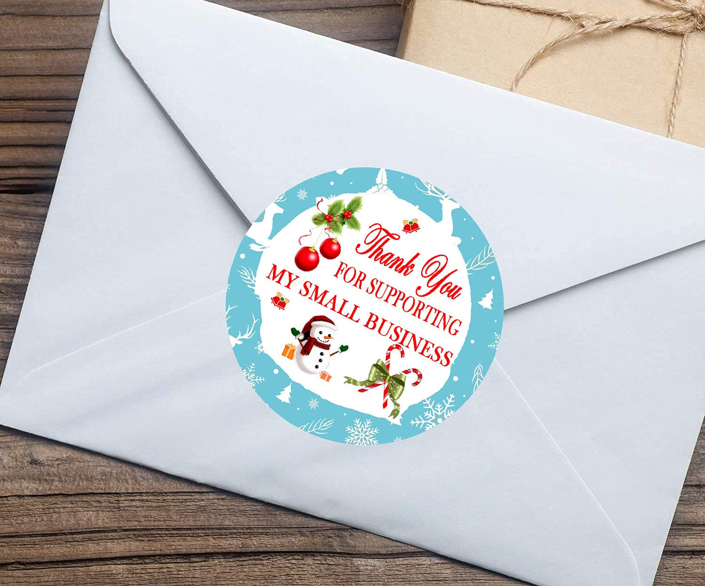 Christmas Business Sticker Labels,2 Inch Round Thank You for Supporting My Small Business Packaging Stickers, Holiday Label/Christmas Business Ornament Labels(500 Pcs)
