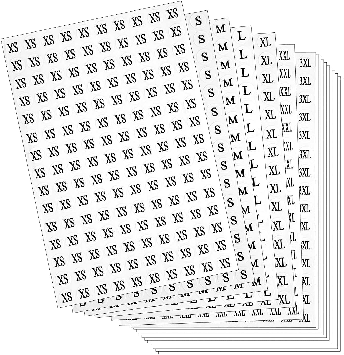 DIYASY Clothing Size Stickers,28 Sheets Round Clothing Labels Stickers All 7 Sizes (XS/S/M/L/XL/XXL/XXXL) Pack of 4200 (0.6 Inches)