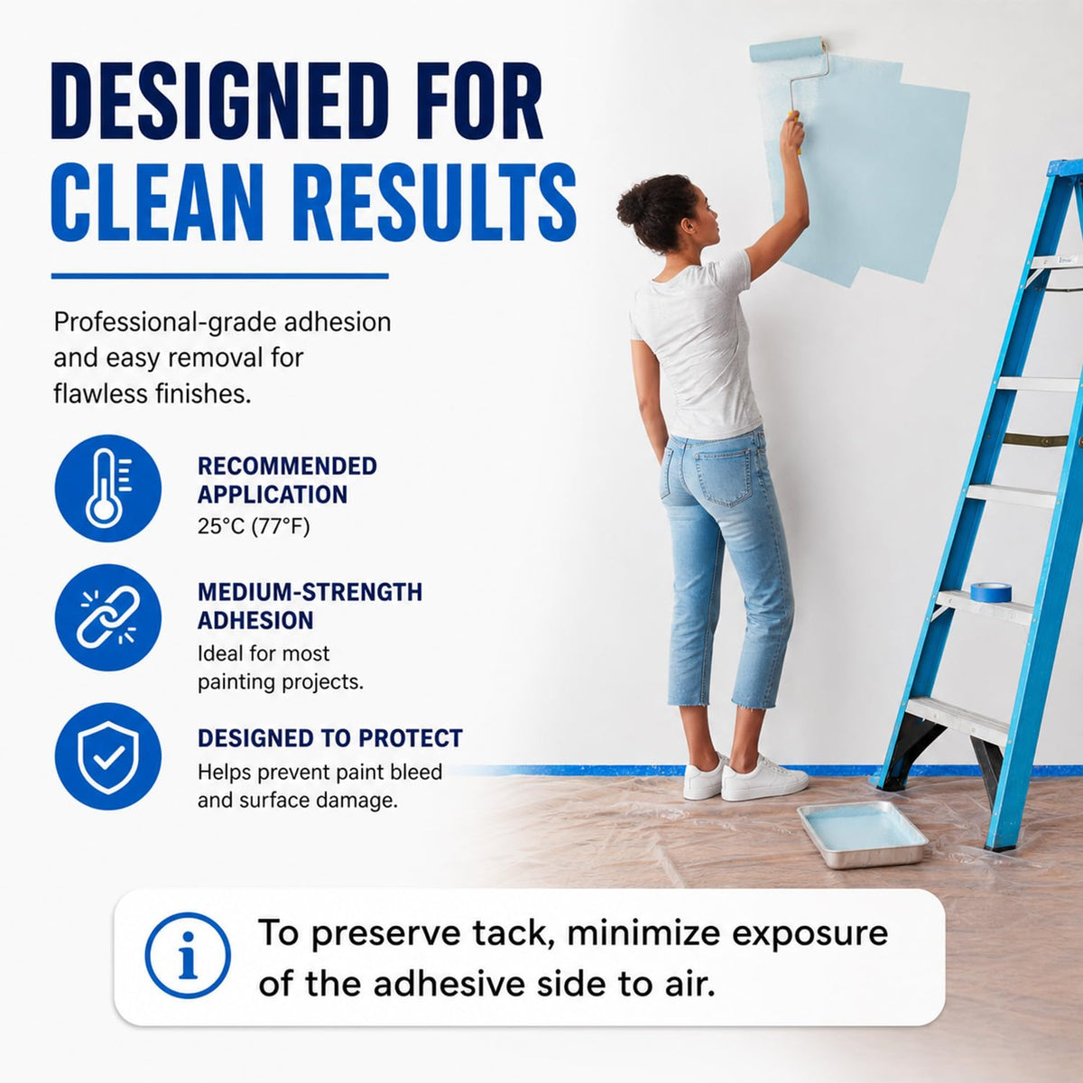 SWRT Blue Painters Tape 2 Inch Wide – 24 Rolls x 55 Yards (1320 Total Yards), Clean Removal Masking Tape for Sharp Paint Lines on Walls, Trim & Baseboards, Easy Tear for DIY & Home Renovation Projects