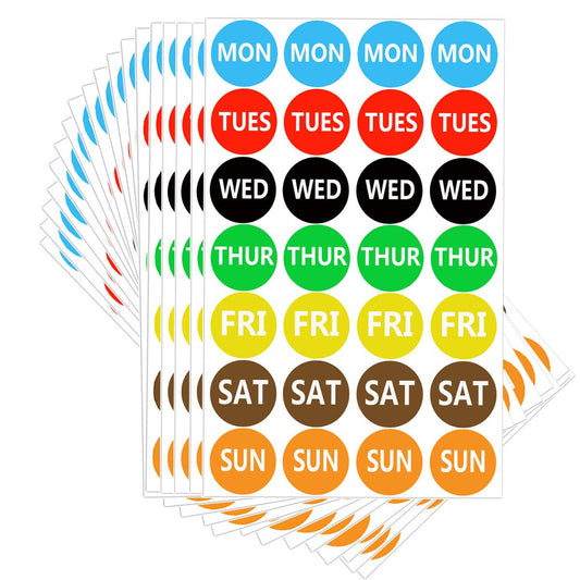 Remarkable 7 Days of The Week Labels Color Coding Dot Round Self Adhesive Stickers,1inch Round Dot Stickers-Mon,Tue,Wed,Thurs,Fri,Sat Sun-Food Rotation Labels(500 Pcs)