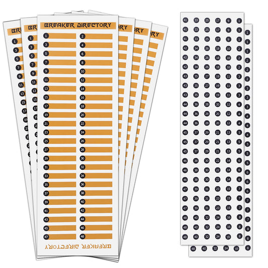 AIEX 6 x Electric Panel Labels + 2 x Round Number Stickers, Circuit Breaker Labels Fuse Box Stickers for Door Panel Electrical Box (up to 48)