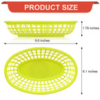 Ninsula Fast Food Baskets 6 Pack, Reusable Colorful Plastic Food Baskets, Oval 6.1 x 9.6 Inch Serving Basket for Food, Burgers, Fries, Sweets, Crisps, Picnics, Parties and BBQ