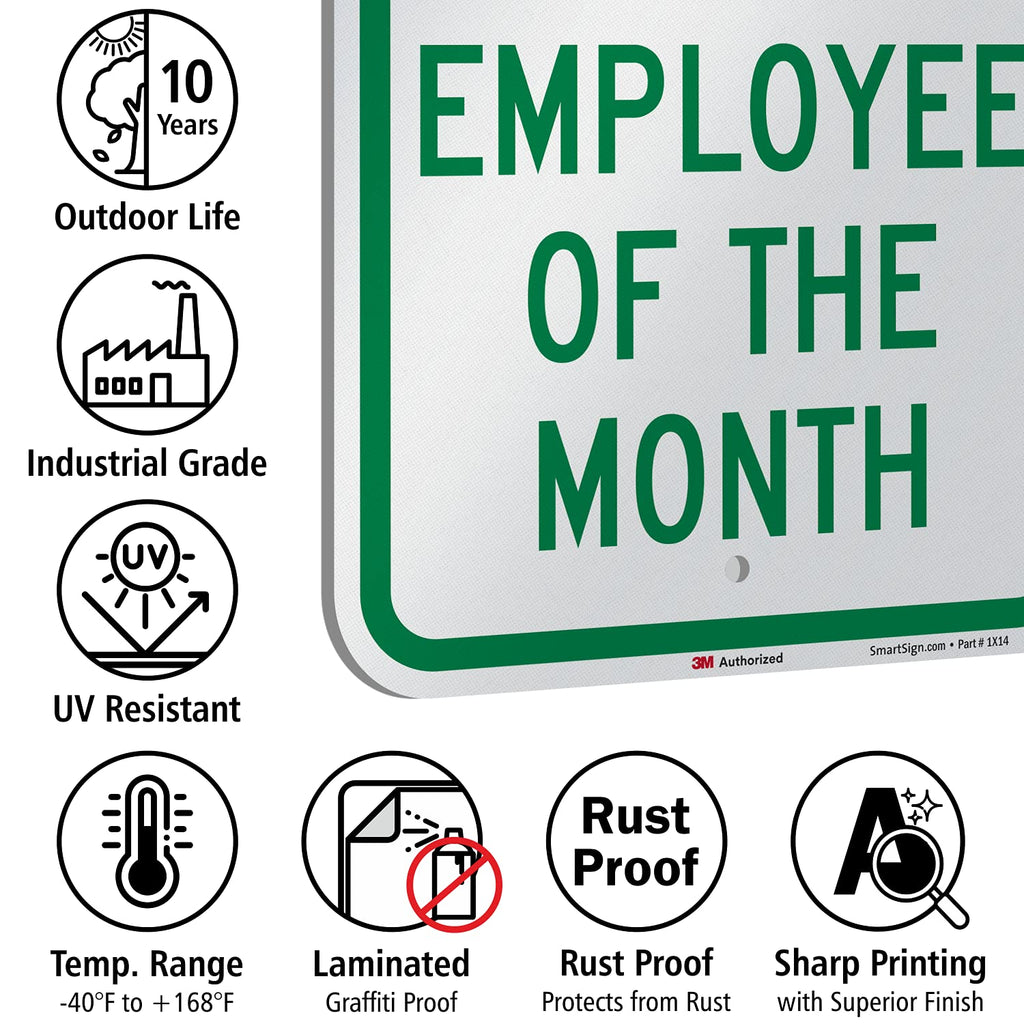 SmartSign - K-5499-EG-12x18 Reserved Parking - Employee of the Month Sign by | 12" x 18" 3M Engineer Grade Reflective Aluminum Green on White
